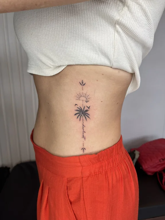 abstract minimalist lotus fine line sun minimal linework dotwork tattoo Canggu Bali