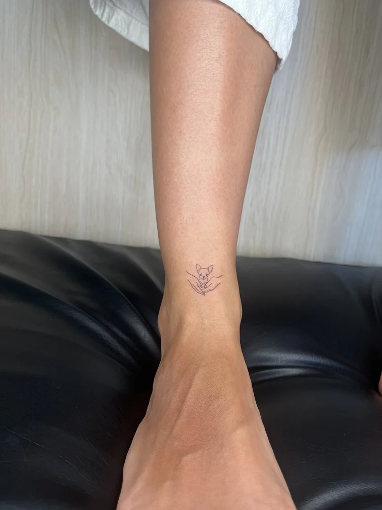 animal line fineline finework pet foot woman tattoo black tattoo canggu bali
