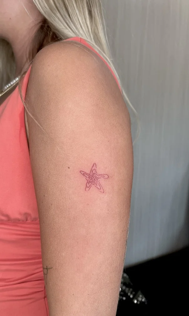 woman hand starfish animal small minimalist fine line fineline linework line tattoo canggu bali
