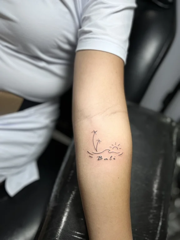 floral minimalist hand fine line minimal elegant bold line flower tattoo Canggu Bali