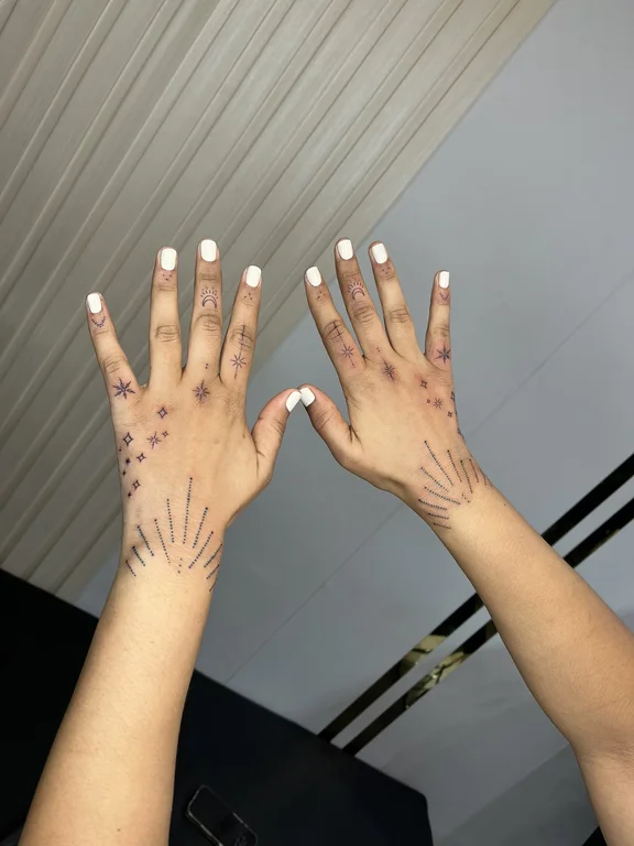 floral minimalist hand fine line minimal spiritual horror elegant tattoo Canggu Bali