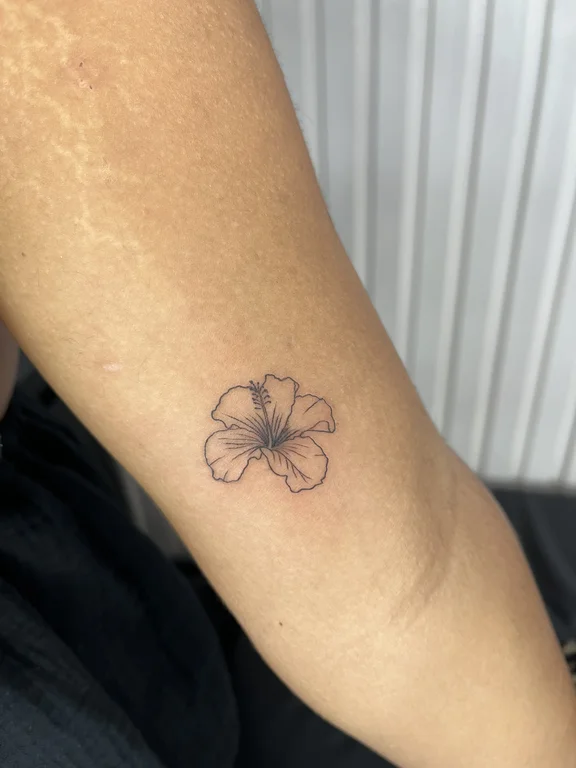 floral minimalist peony fine line minimal elegant linework soft shading 1 tattoo Canggu Bali