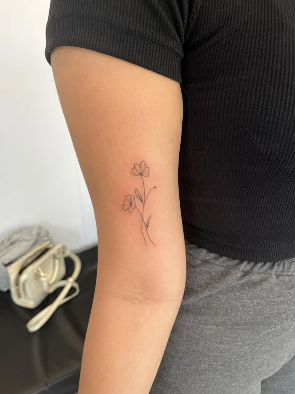 floral minimalist rose fine line minimal elegant soft shading linework tattoo Canggu Bali