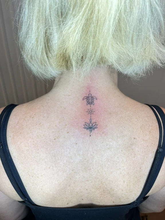 abstract minimalist woman fine line minimal dotwork linework spiritual tattoo Canggu Bali