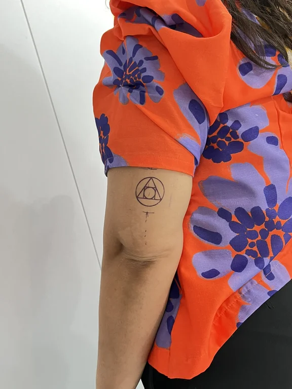 geometric minimalist woman fine line minimal spiritual bold line moon tattoo Canggu Bali