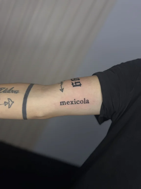 lettering minimalist hand bold line minimal fine line black grey spiritual tattoo Canggu Bali