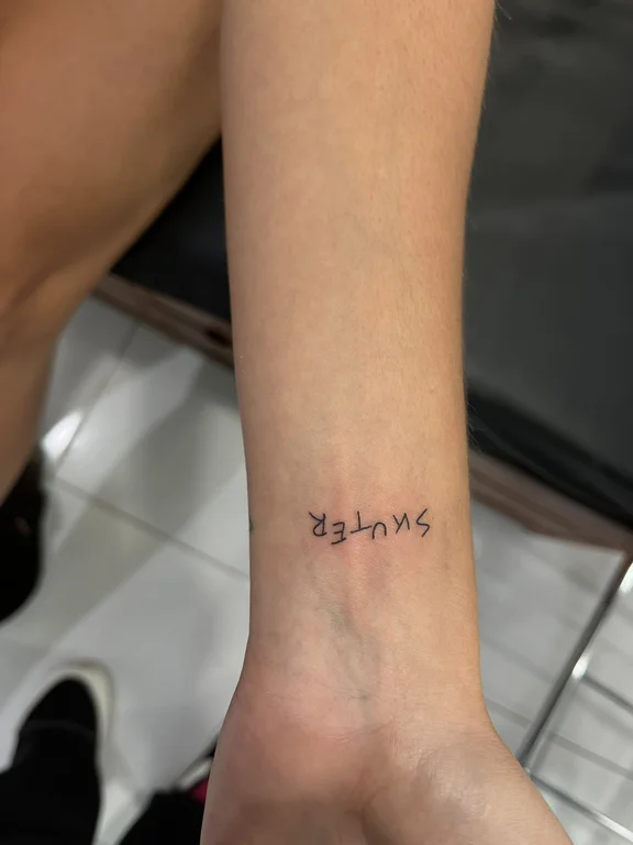 lettering minimalist hand fine line minimal bold line elegant thin line tattoo Canggu Bali