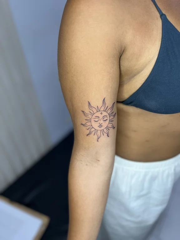 mandala minimalist lotus dotwork sun linework fine line spiritual tattoo Canggu Bali