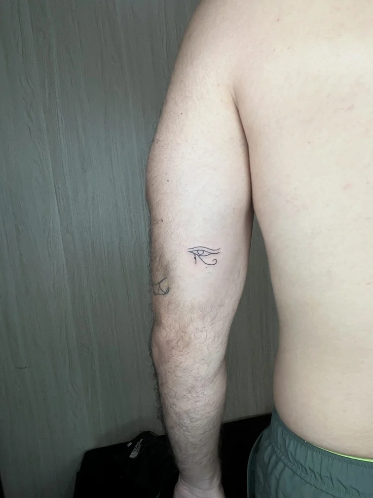 eye mythology linework fineline line black tattoo hand tattoo canggu bali