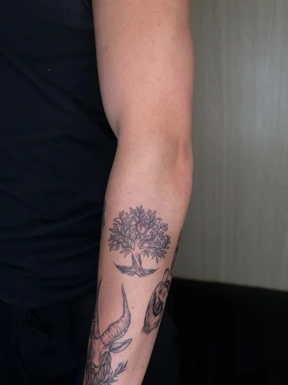 nature minimalist man black grey leaf soft shading fine line cloud tattoo Canggu Bali