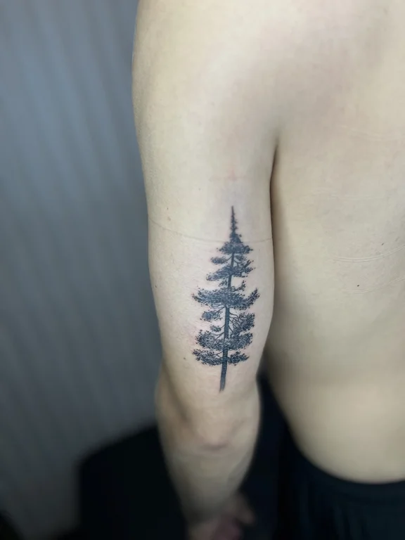 nature minimalist man black grey minimal soft shading dotwork fine line 1 tattoo Canggu Bali