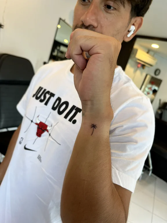 abstract minimalist man bold line minimal fine line colorful thin line tattoo Canggu Bali