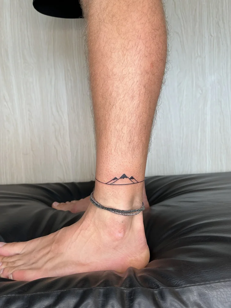 mountain man foot minimalist nature tattoo blackwork linework line fineline tattoo canggu bali