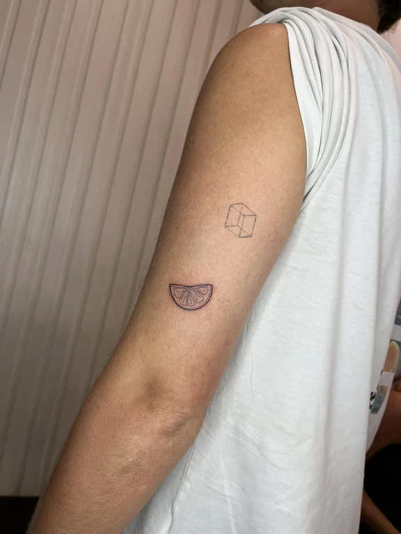 geometric minimalist rose fine line minimal dotwork cloud soft shading tattoo Canggu Bali
