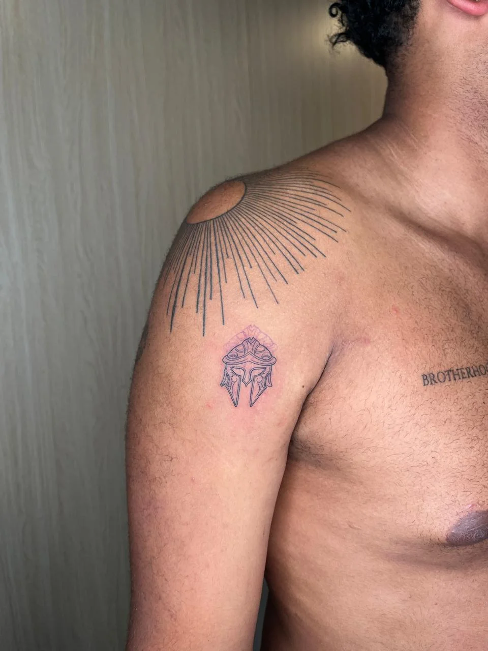 man hand mask war minimalist portrait fine line line work line tattoo canggu bali