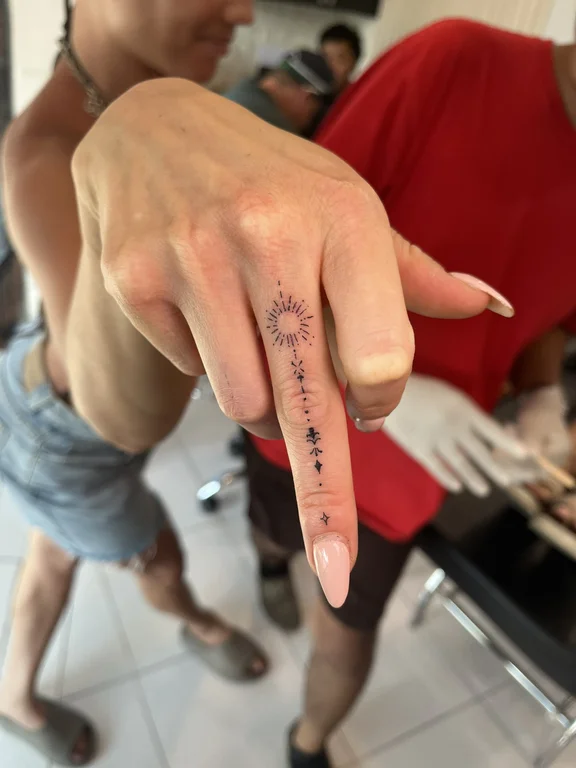 religious minimalist hand fine line spiritual soft shading minimal thin line tattoo Canggu Bali
