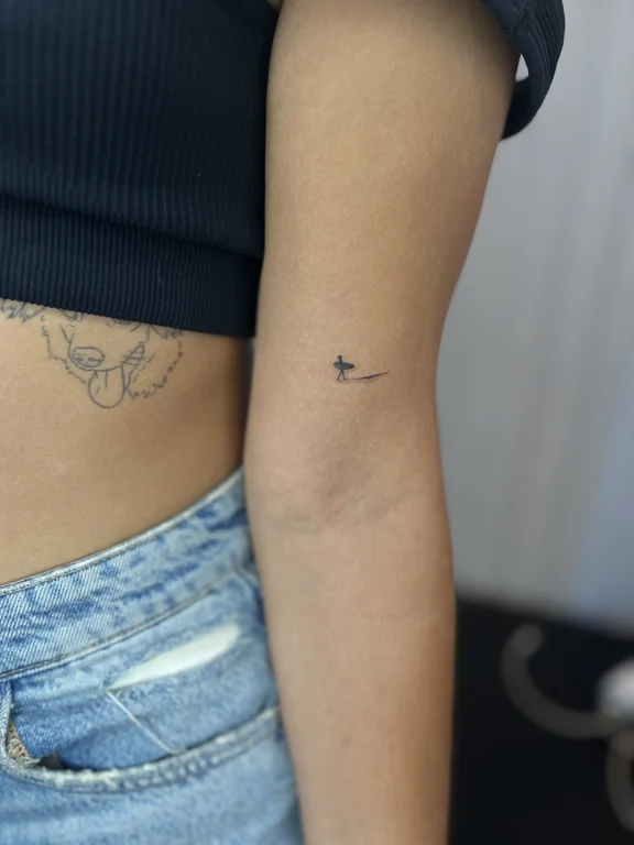 symbol minimalist butterfly fine line minimal wave thin line elegant tattoo Canggu Bali