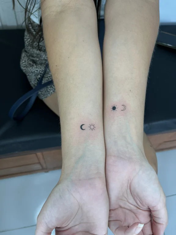 symbol minimalist eye fine line moon minimal elegant soft shading tattoo Canggu Bali
