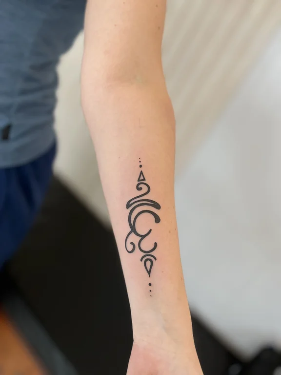 symbol minimalist eye fine line moon spiritual bold line geometric tattoo Canggu Bali