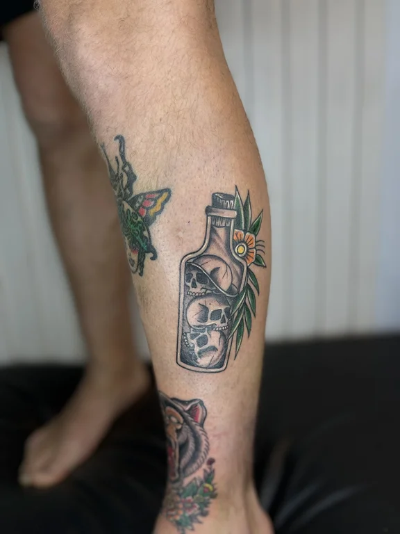 nature neo traditional man linework smoke mystical heavy shading spiritual tattoo Canggu Bali
