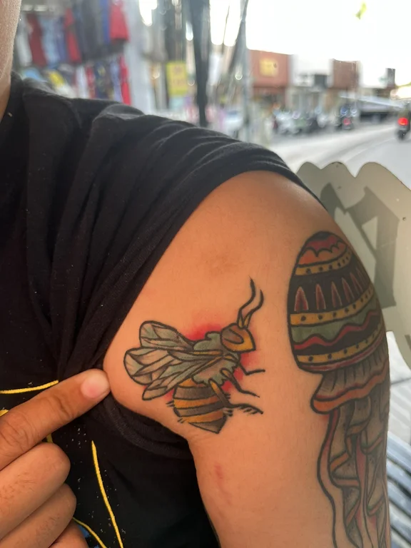 abstract new school butterfly colorful fire sun woman smoke tattoo Canggu Bali
