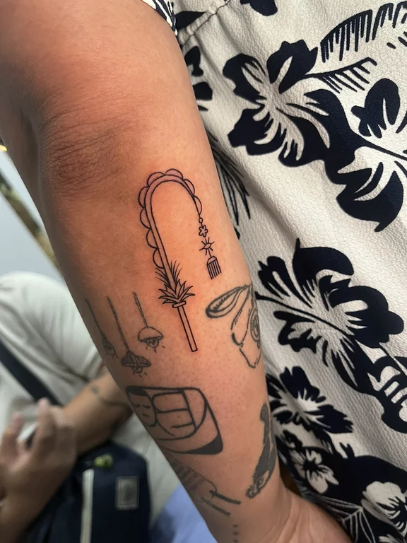 abstract new school hand linework smoke spiritual fine line elegant tattoo Canggu Bali
