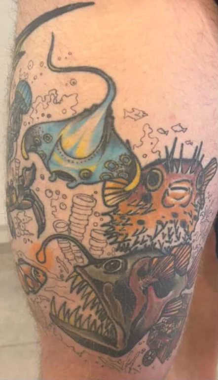 animal new school demon colorful cloud heavy shading deity dragon tattoo Canggu Bali