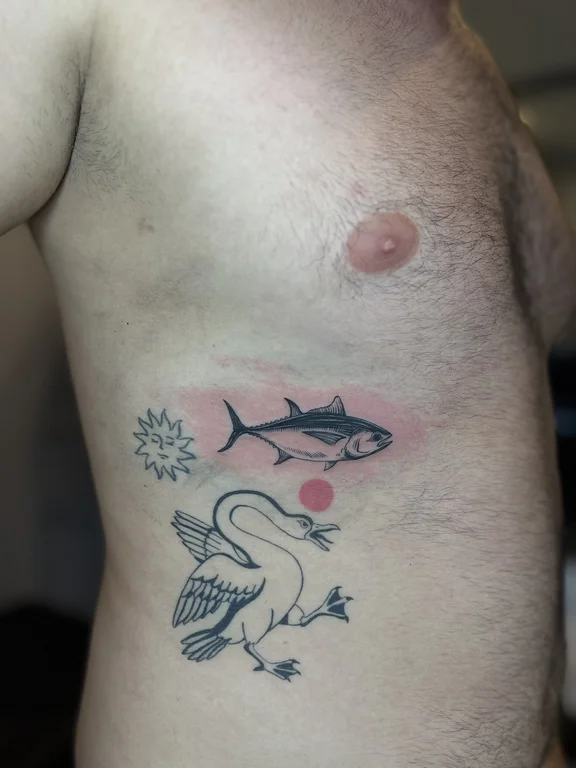 animal new school koi soft shading wave fine line dotwork black grey tattoo Canggu Bali
