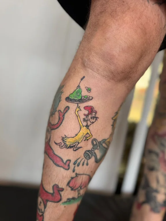 animal new school man colorful moon snake linework dragon tattoo Canggu Bali