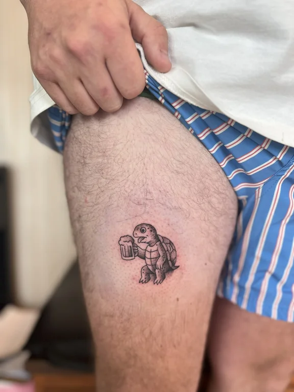 animal new school man linework cloud lion fine line soft shading tattoo Canggu Bali