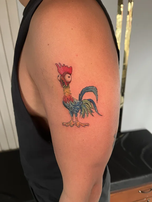 animal new school phoenix colorful elegant fine line linework soft shading tattoo Canggu Bali