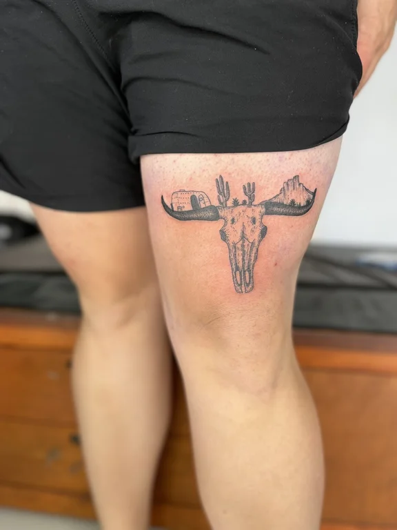 animal new school skull black grey spiritual linework dotwork soft shading tattoo Canggu Bali