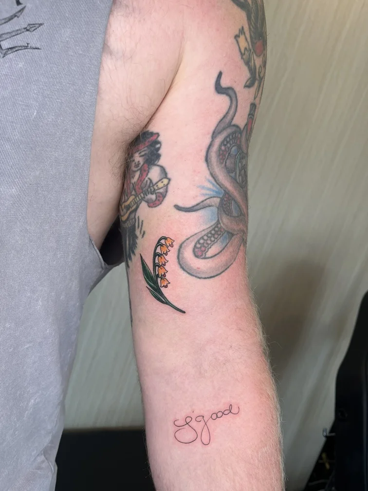 flower man hand new school old school colorful tattoo canggu bali