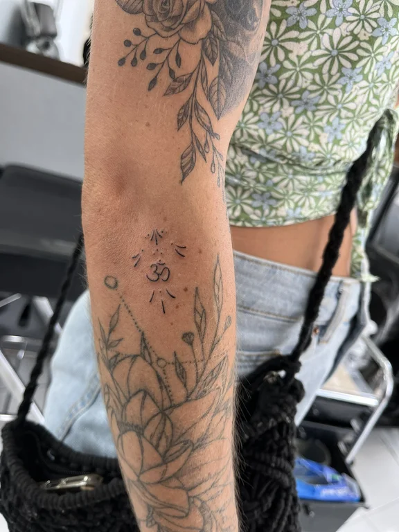 floral new school peony dotwork elegant linework soft shading mystical tattoo Canggu Bali