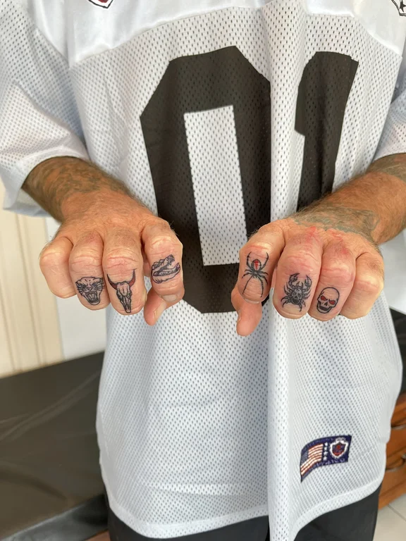 lettering new school hand black grey smoke man snake bold line tattoo Canggu Bali