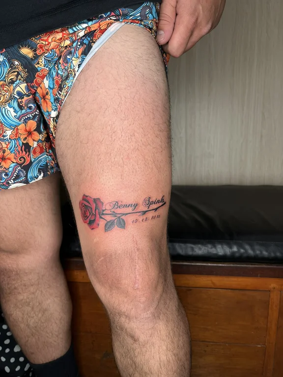 lettering new school man bold line cloud fine line wave colorful tattoo Canggu Bali