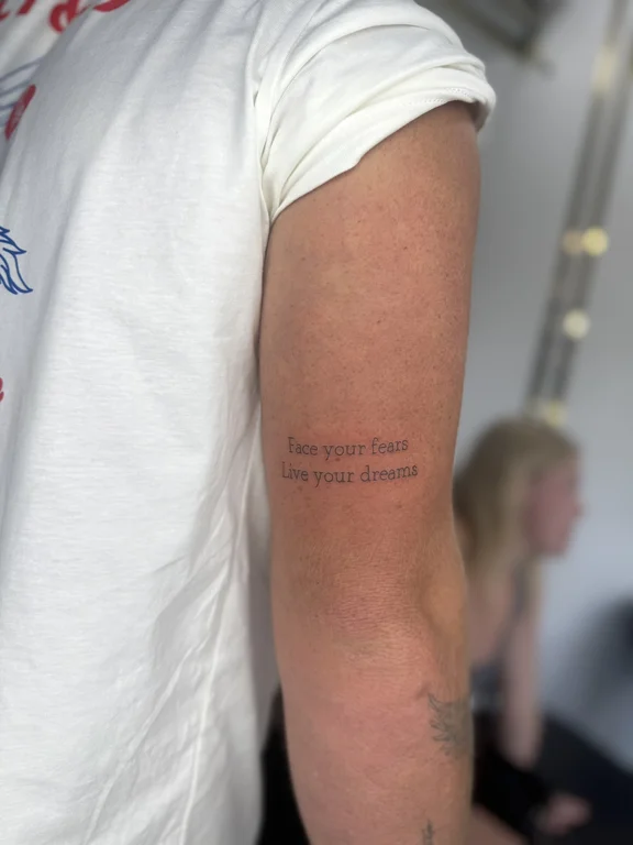 lettering new school man fine line cloud soft shading wave fire tattoo Canggu Bali