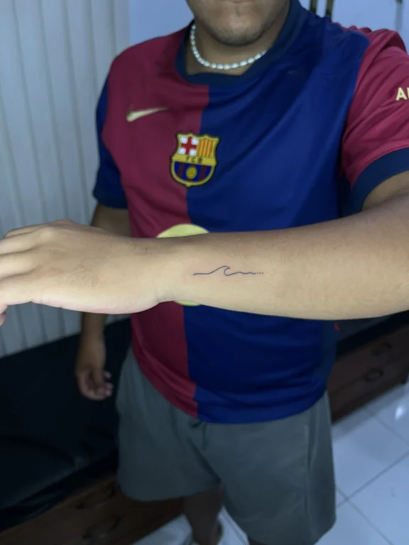lettering new school man fine line sun thin line colorful bold line tattoo Canggu Bali