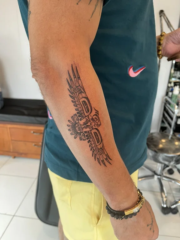 lettering new school phoenix fine line cloud angel balinese pattern deity tattoo Canggu Bali