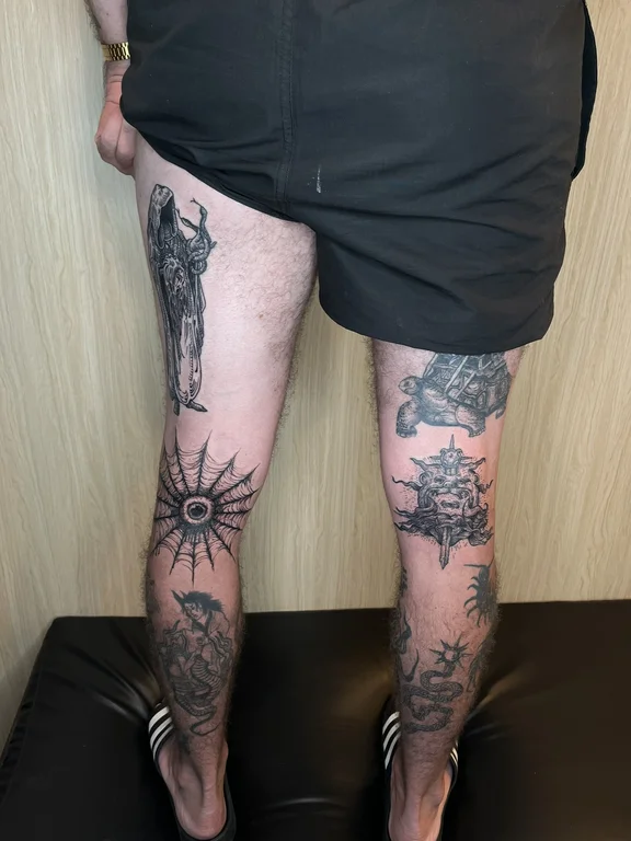 mandala new school deity black grey sun heavy shading dotwork linework tattoo Canggu Bali