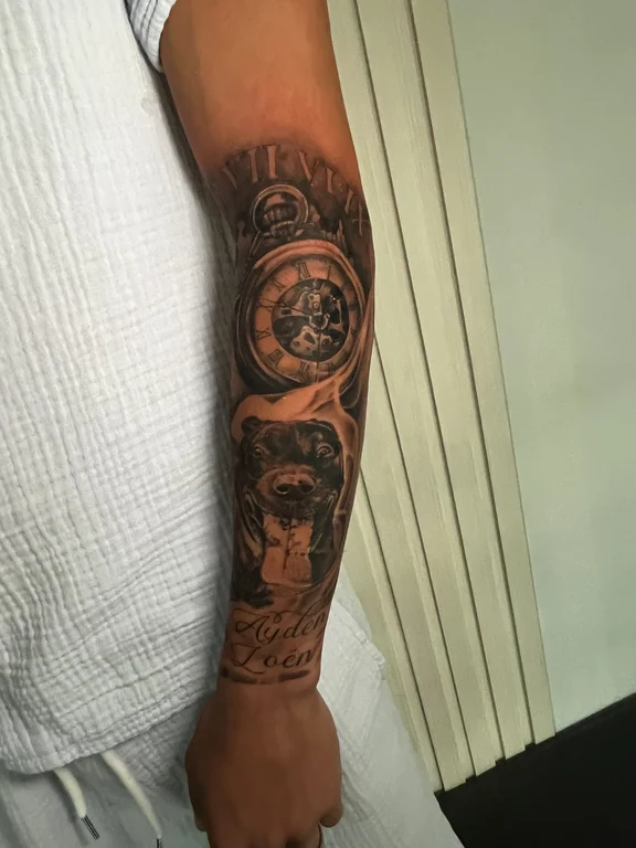 mythology new school deity black grey fire heavy shading linework cloud tattoo Canggu Bali