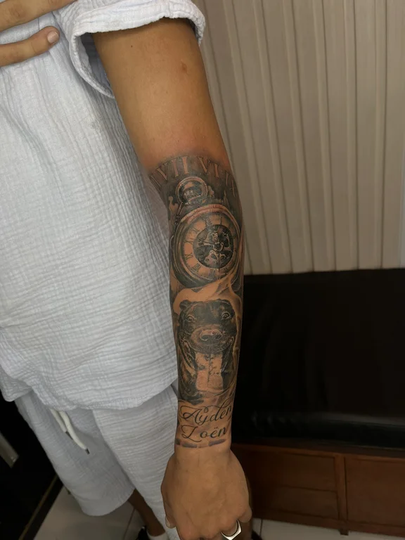 mythology new school deity black grey moon heavy shading cloud man tattoo Canggu Bali