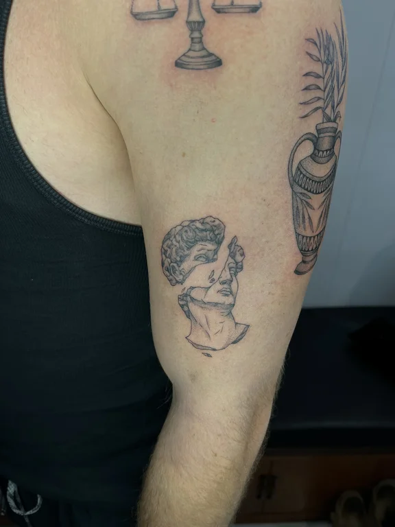 mythology new school woman linework cloud man dotwork elegant tattoo Canggu Bali