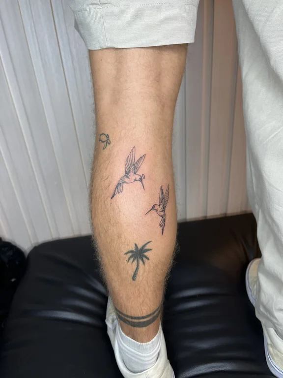 nature new school man black grey leaf elegant fine line soft shading tattoo Canggu Bali