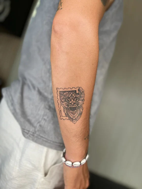 ornamental new school tiger dotwork cloud balinese pattern linework lion tattoo Canggu Bali