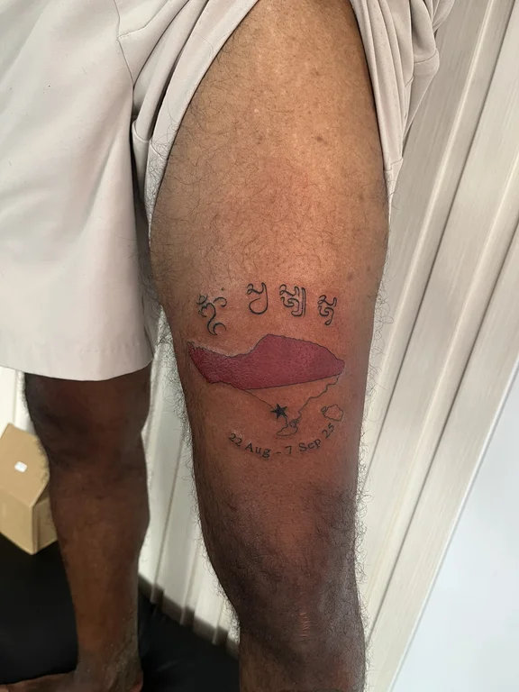 portrait new school man soft shading wave cloud dotwork fine line tattoo Canggu Bali