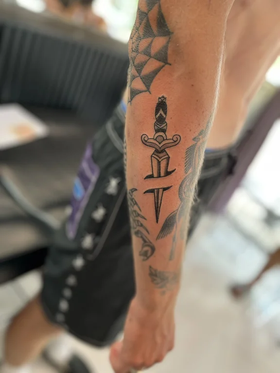 religious new school deity black grey spiritual heavy shading linework gothic tattoo Canggu Bali
