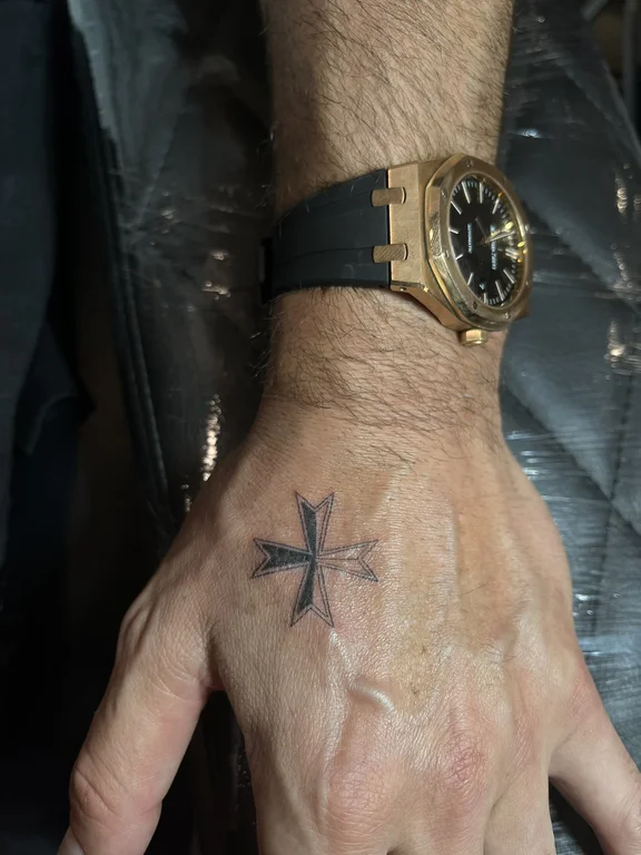 religious new school man fine line smoke black grey heavy shading hand tattoo Canggu Bali