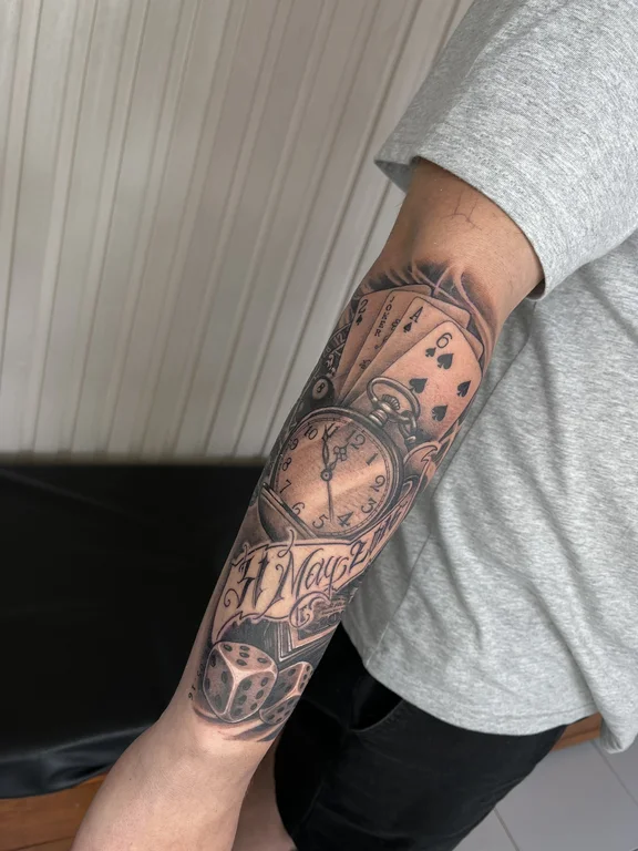 religious new school man heavy shading cloud horror spiritual linework tattoo Canggu Bali