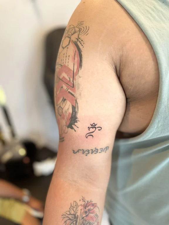 religious new school man soft shading cloud wave fire linework tattoo Canggu Bali